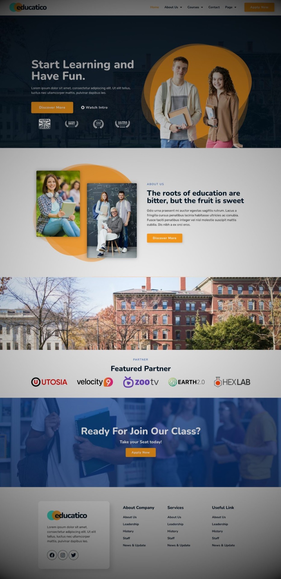 Education website design